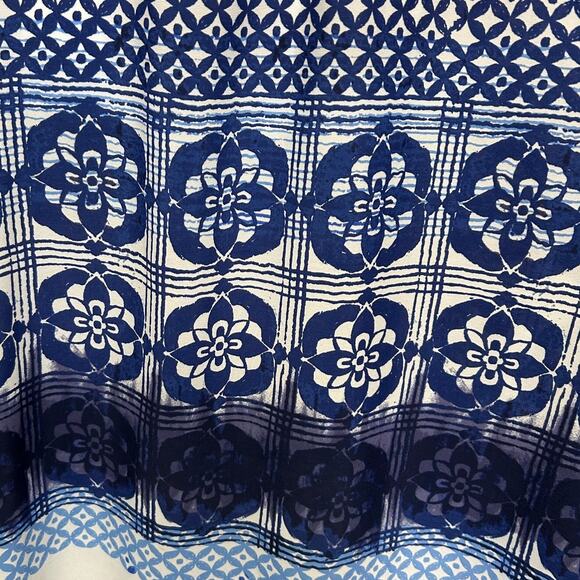 Ann Taylor Mixed Media Batik Atrium Maxi Dress Womens Sz 2 Blue Belted Boho Chic - Picture 4 of 10